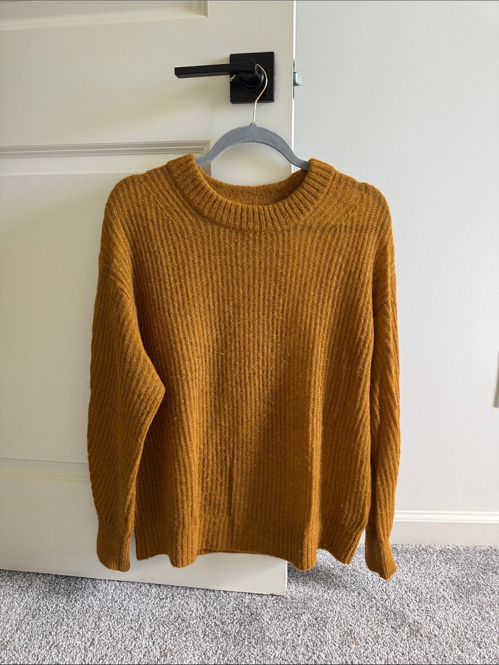 Everlane Ribbed Crewneck Sweater - Mustard Brown